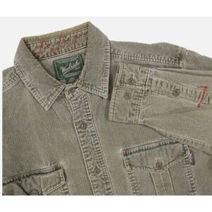 WOOLRICH Mens L Muted Sage Green Corduroy Long Sleeve Button Down Shacket Jacket